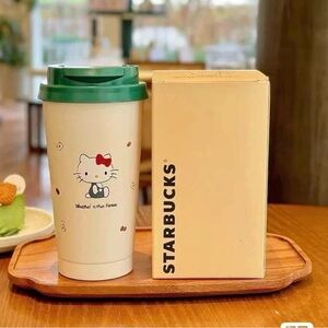 Starbucks Hello Kitty "Together In Fun Forever" Cream-Green Insulated Travel Mug